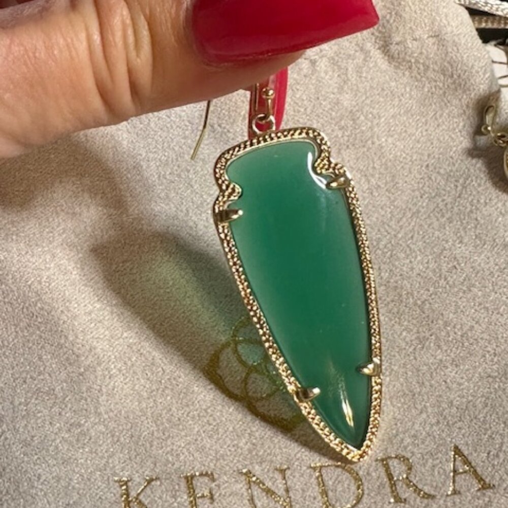 Kendra Scott Green Glass/Gold Skylar (larger style) SINGLE earring